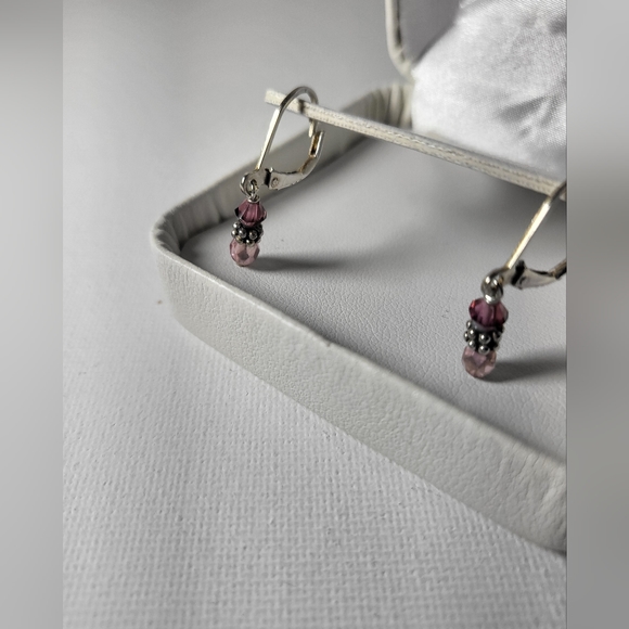 💮 Crystal Drop .925 Sterling Silver Earrings - Picture 7 of 9